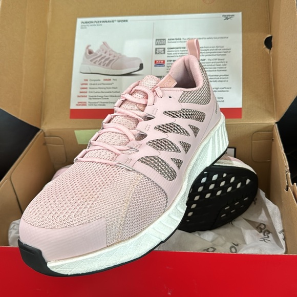 Reebok Women's Rb349 Fusion Flexweave Work Construction Shoe Pink Safety - Picture 2 of 3